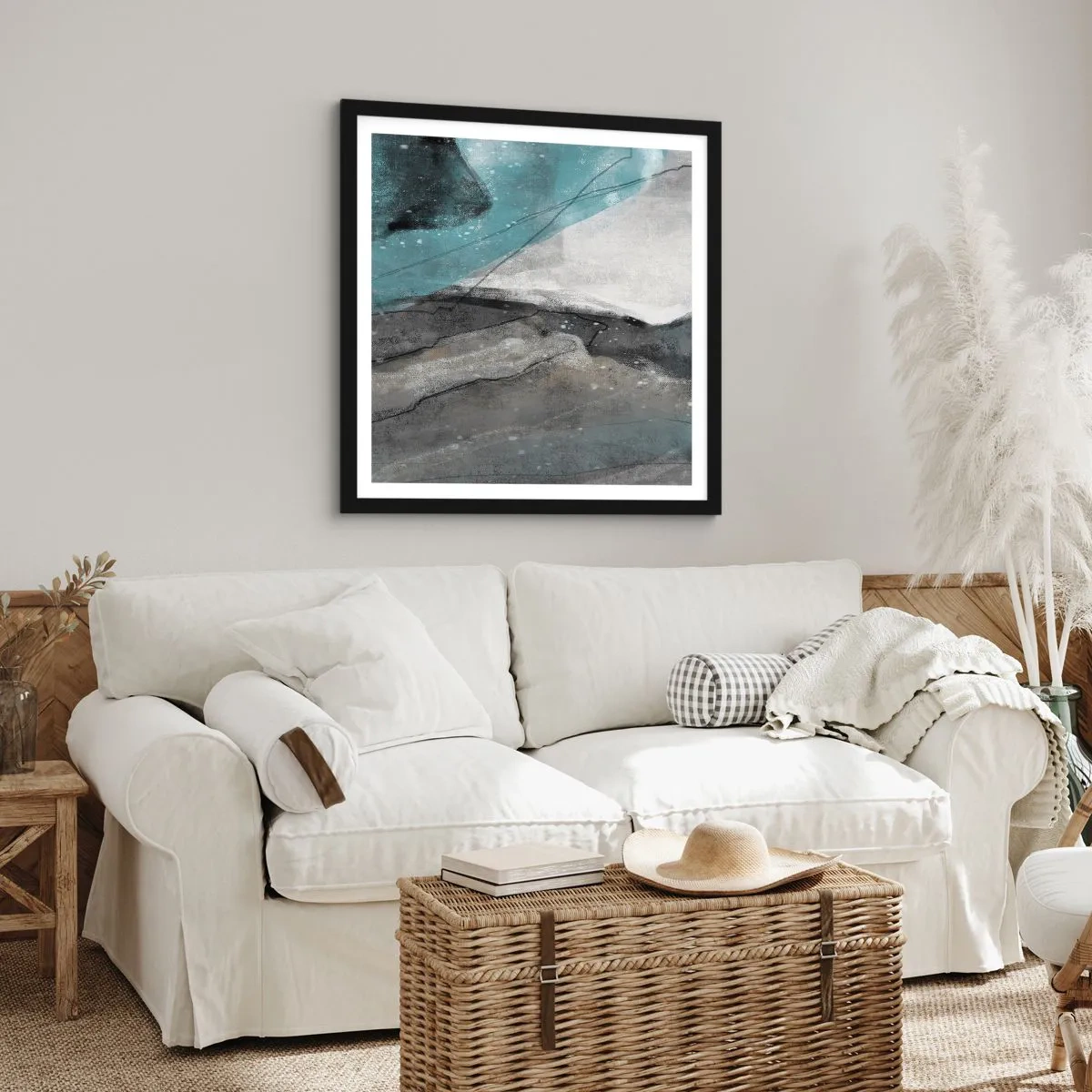 Poster în ramă neagră - Abstracție: roci și gheață - 60x60 cm