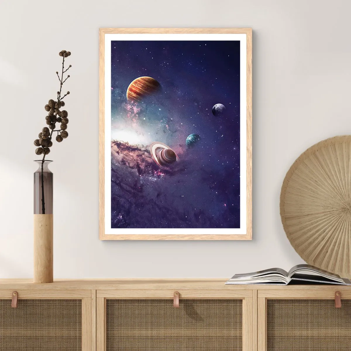 Poster în ramă de stejar deschis - Sistemul de dans solar - 61x91 cm