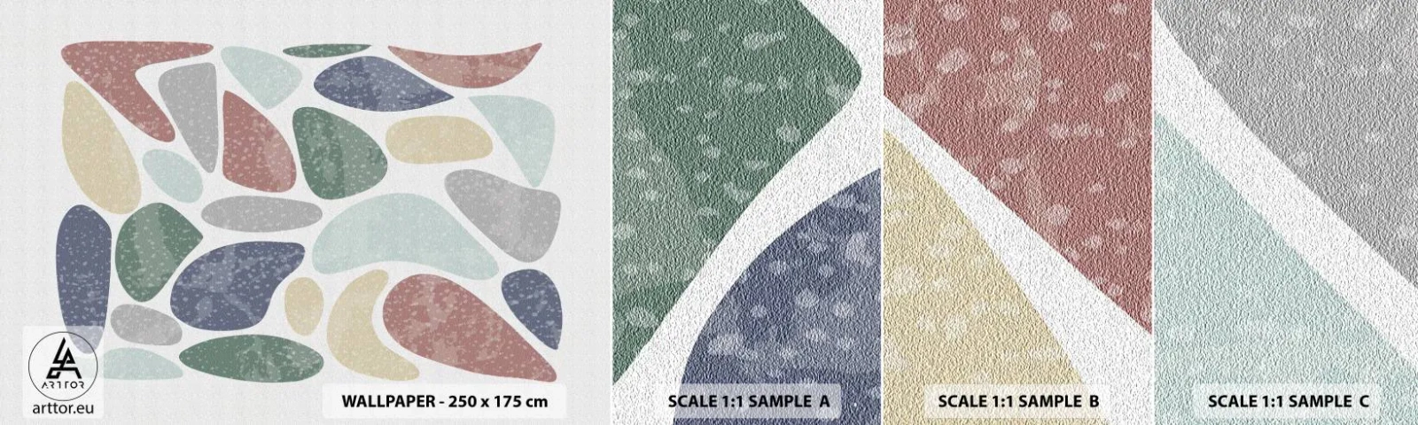 Mostră de Tapet Standard Eco - Un mozaic de culori pudrate - Minimalism, Pastel, Boho - 100x30 cm