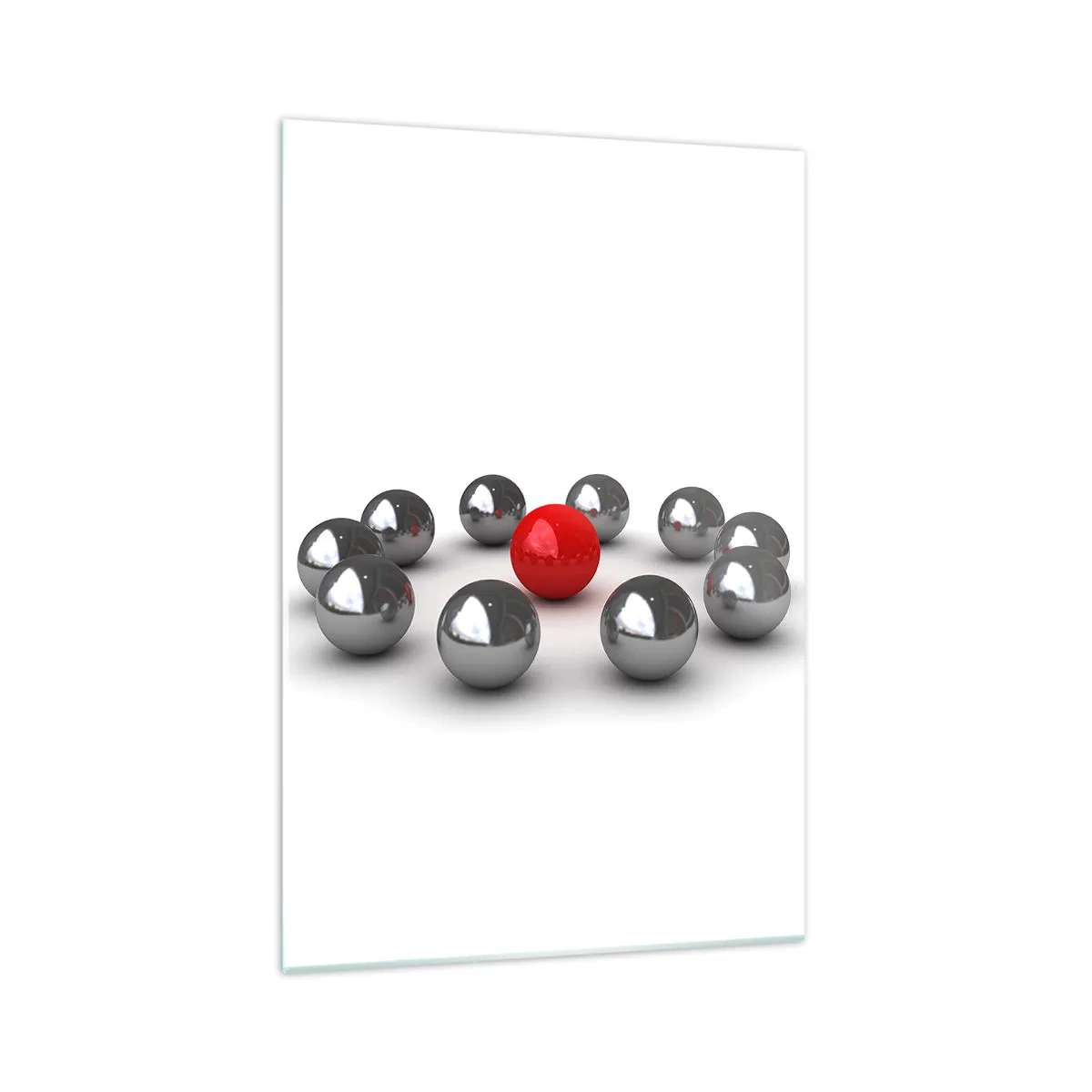 Tablou pe sticlă - Cerc în argintiu și roșu - 70x100 cm