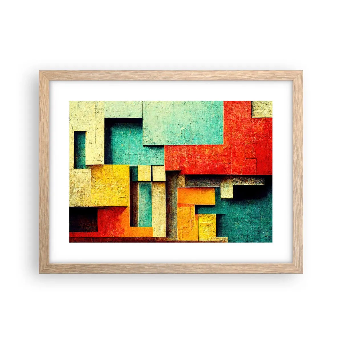 Poster în ramă de stejar deschis - Festival de unghiuri drepte - 40x30 cm