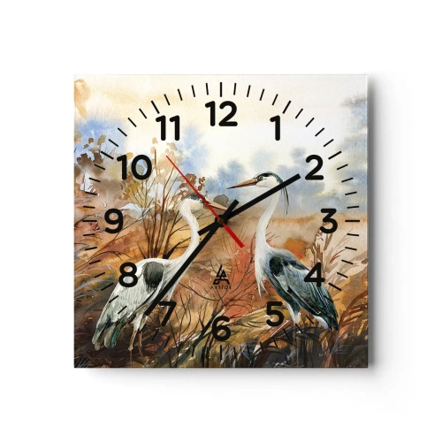 Ceas de perete - Ceas pe sticlă - Încotro în toamnă? - 40x40 cm