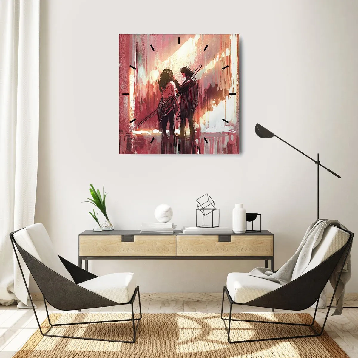 Ceas de perete - Ceas pe sticlă - Spectacolul etern al iubirii - 30x30 cm