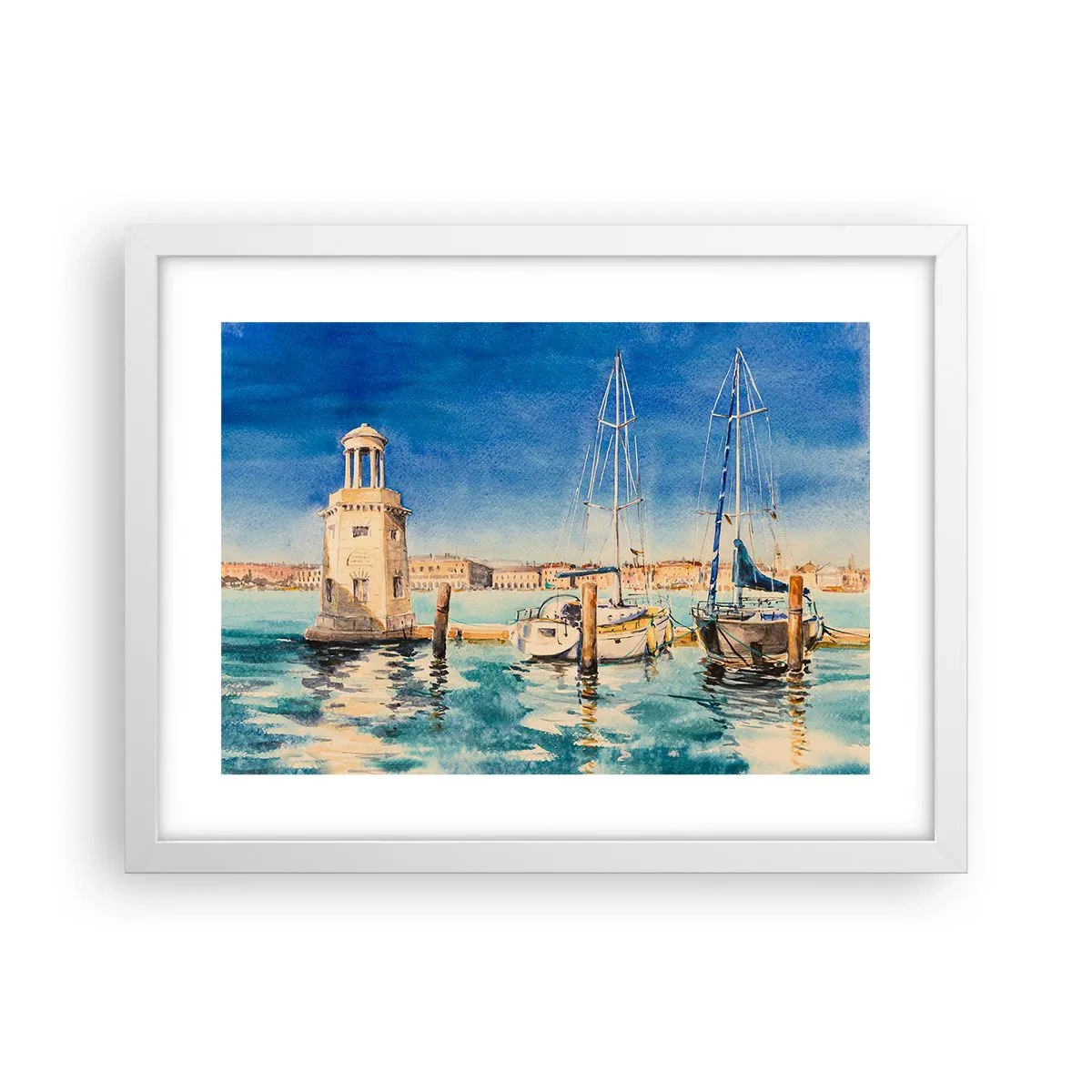 Poster în ramă albă - Laguna însorită - 40x30 cm