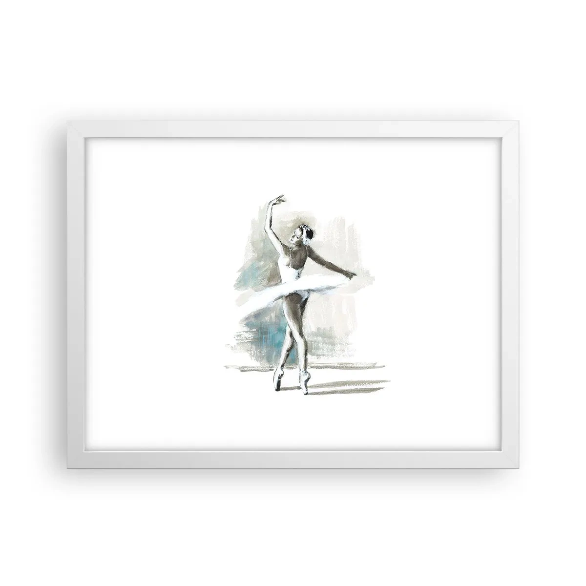 Poster în ramă albă - Fermecată într-o lebădă - 40x30 cm