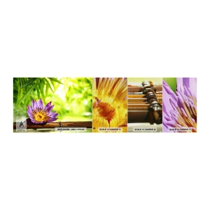 Mostră tapet Premium Canvas - În soarele asiatic - Floare, floare de lotus, Bambus - 100x30 cm