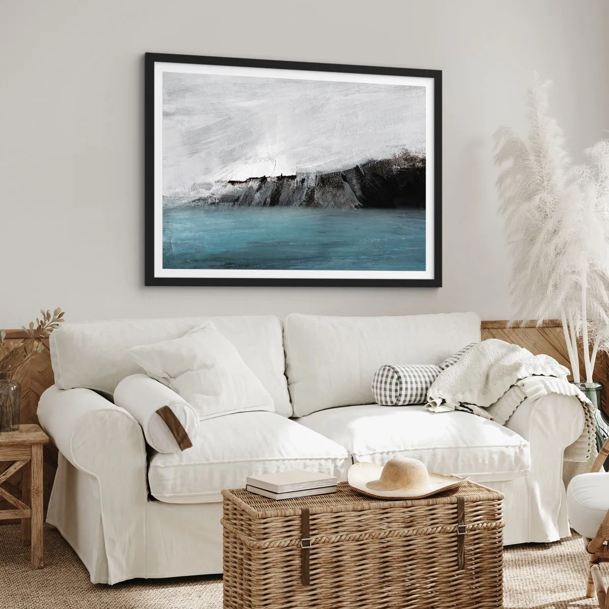 Poster în ramă neagră - Apă - pământ: lupta elementelor - 70x50 cm