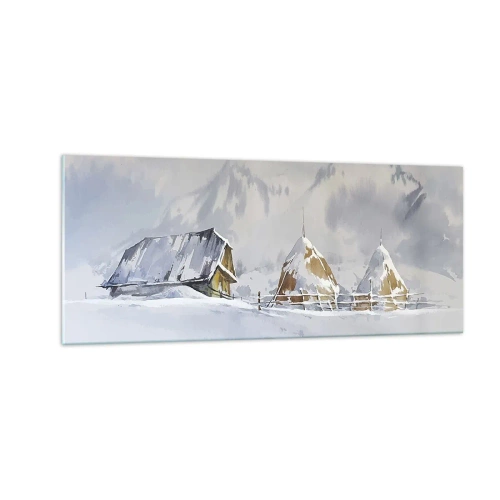 Tablou pe sticlă - Într-o vale înzăpezită - 100x40 cm