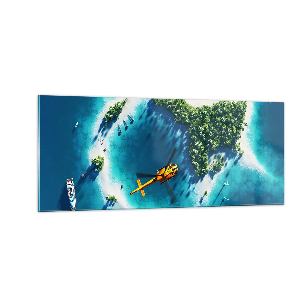 Tablou pe sticlă - Cumpără-ți o insulă - 100x40 cm