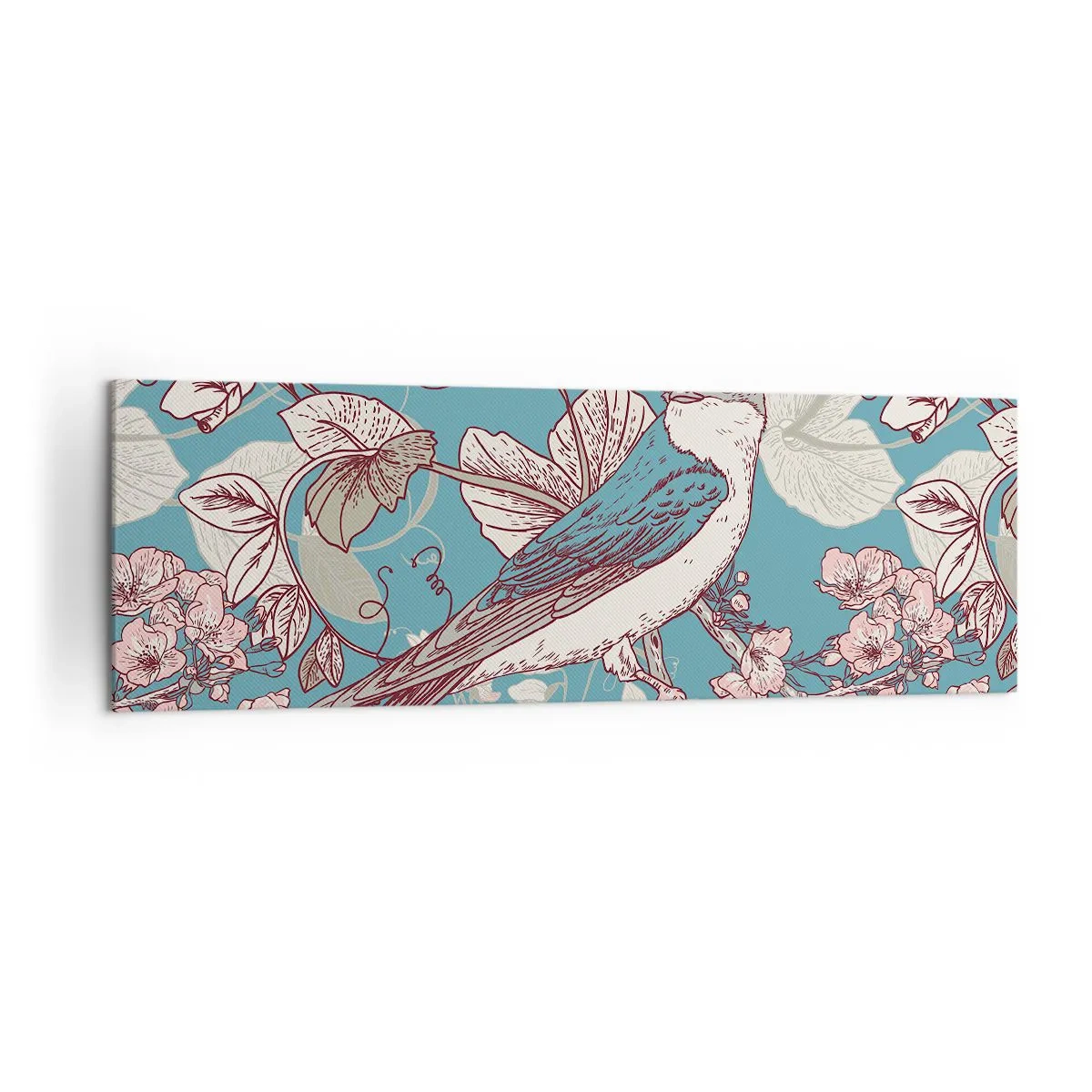 Tablou pe pânză - Ciripit în florile albe - 160x50 cm