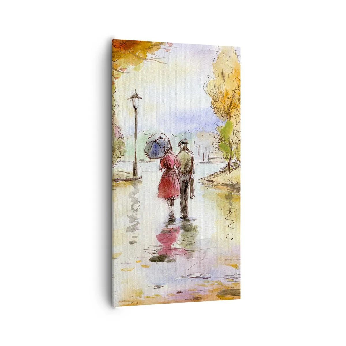 Tablou pe pânză - Toamnă romantică în parc - 65x120 cm