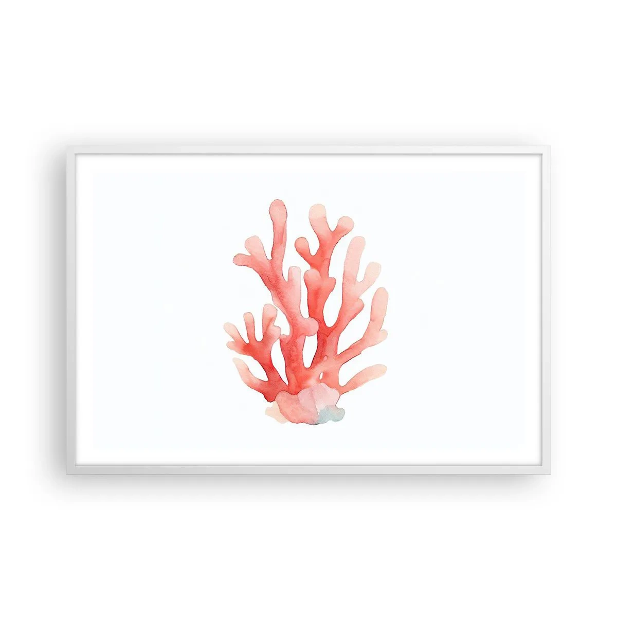 Poster în ramă albă - Culoare de coral - 91x61 cm