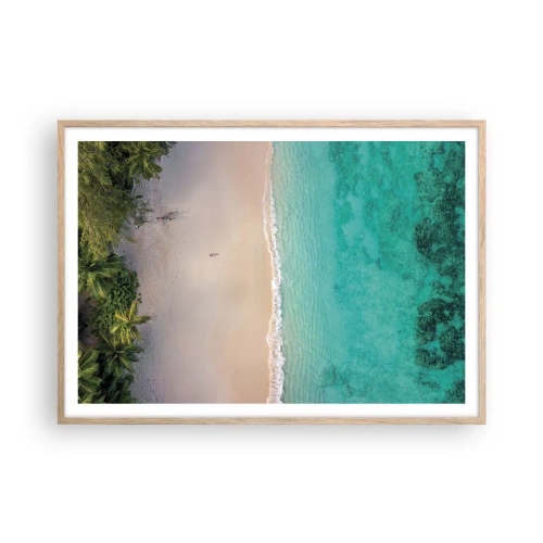 Poster în ramă de stejar deschis - Plaja din paradis - 100x70 cm