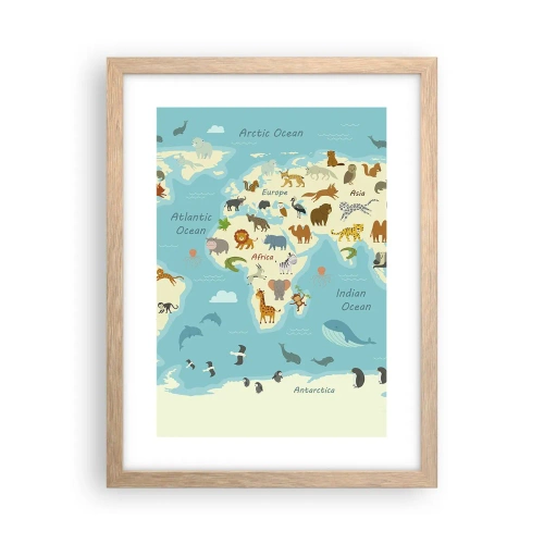 Poster în ramă de stejar deschis - Vecini buni - 30x40 cm