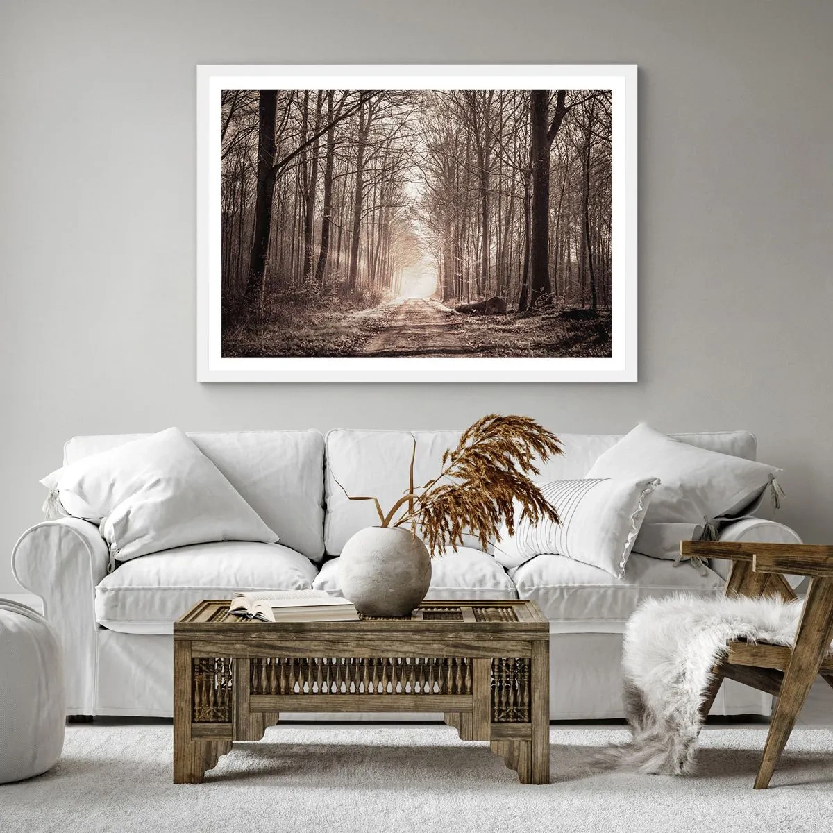 Poster în ramă albă - Catedrala Forestieră - 40x40 cm