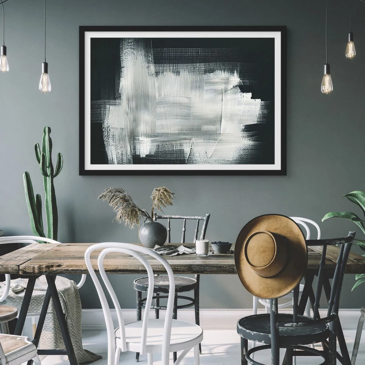 Poster în ramă neagră - Țesut vertical și orizontal - 91x61 cm