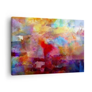Tablou pe pânză Canvas - Abstracție colorată în nuanțe calde și reci - 70x50cm - O privire în interiorul curcubeului - Decorațiune modernă pentru perete pentru living și dormitor ARTTOR
