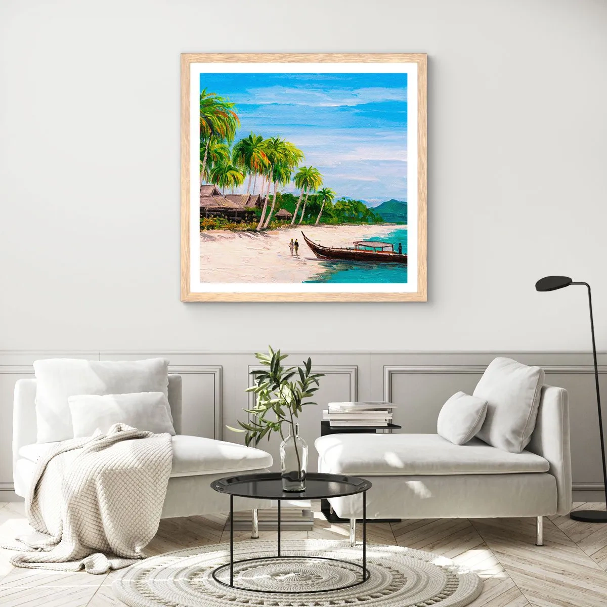 Poster în ramă de stejar deschis - Un vis exotic - 60x60 cm