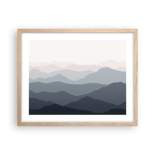 Poster în ramă de stejar deschis - Valuri de munți - 50x40 cm