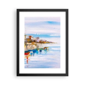 Poster în ramă neagră - Port urban multicolor - 30x40 cm