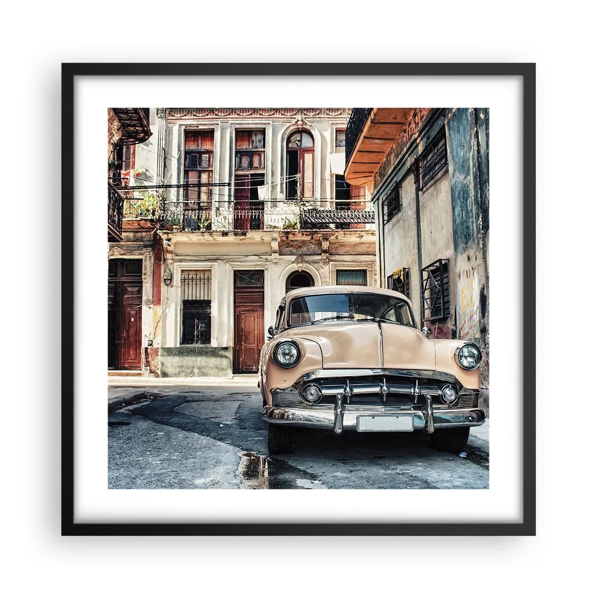 Poster în ramă neagră - O siestă în Havana - 50x50 cm