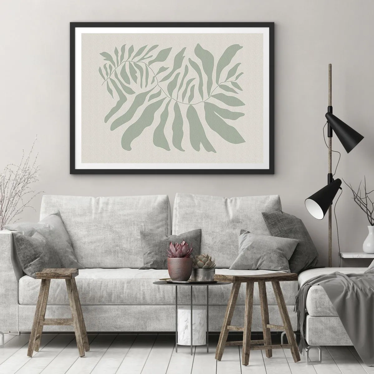 Poster în ramă neagră - Ramura de smarald - 91x61 cm