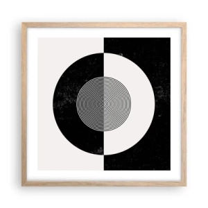 Poster în ramă de stejar deschis - Armonie în alb și negru - 50x50 cm