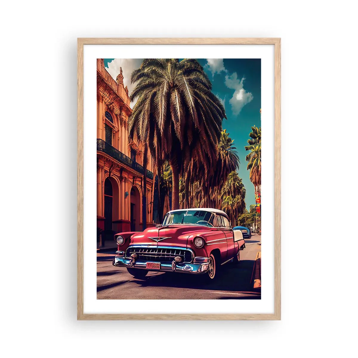 Poster în ramă de stejar deschis - Tot în Havana - 50x70 cm