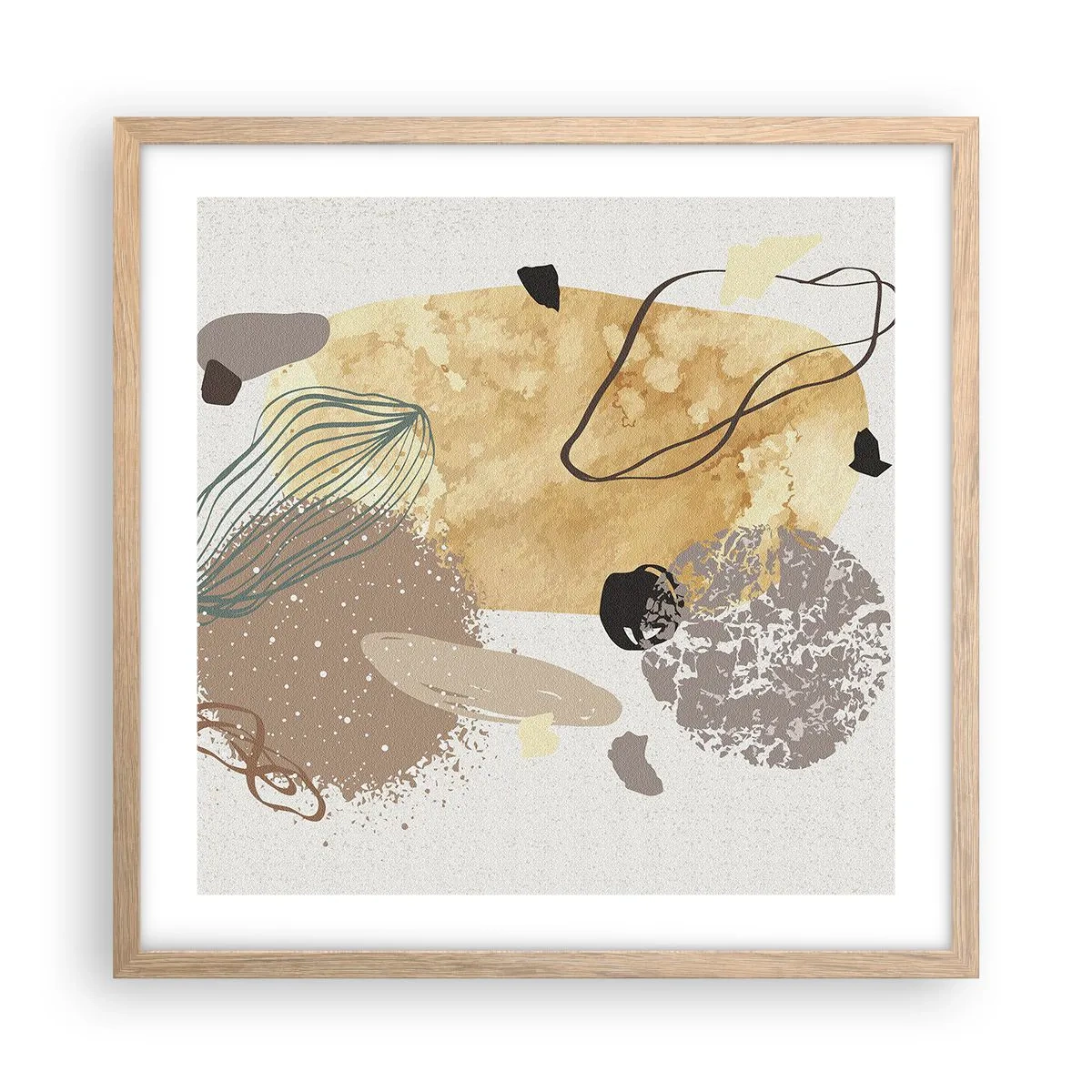 Poster în ramă de stejar deschis - Fluiditatea aplicată - 50x50 cm