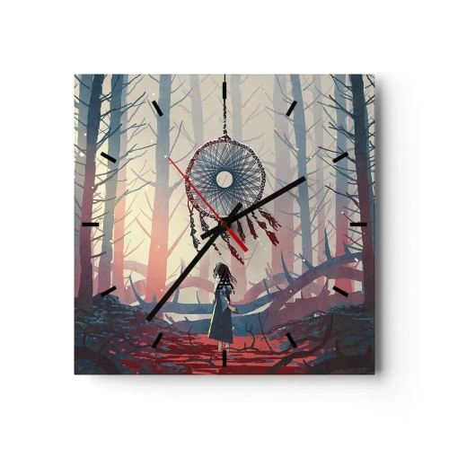 Ceas de perete - Ceas pe sticlă - Ritualul secret al fericirii - 30x30 cm