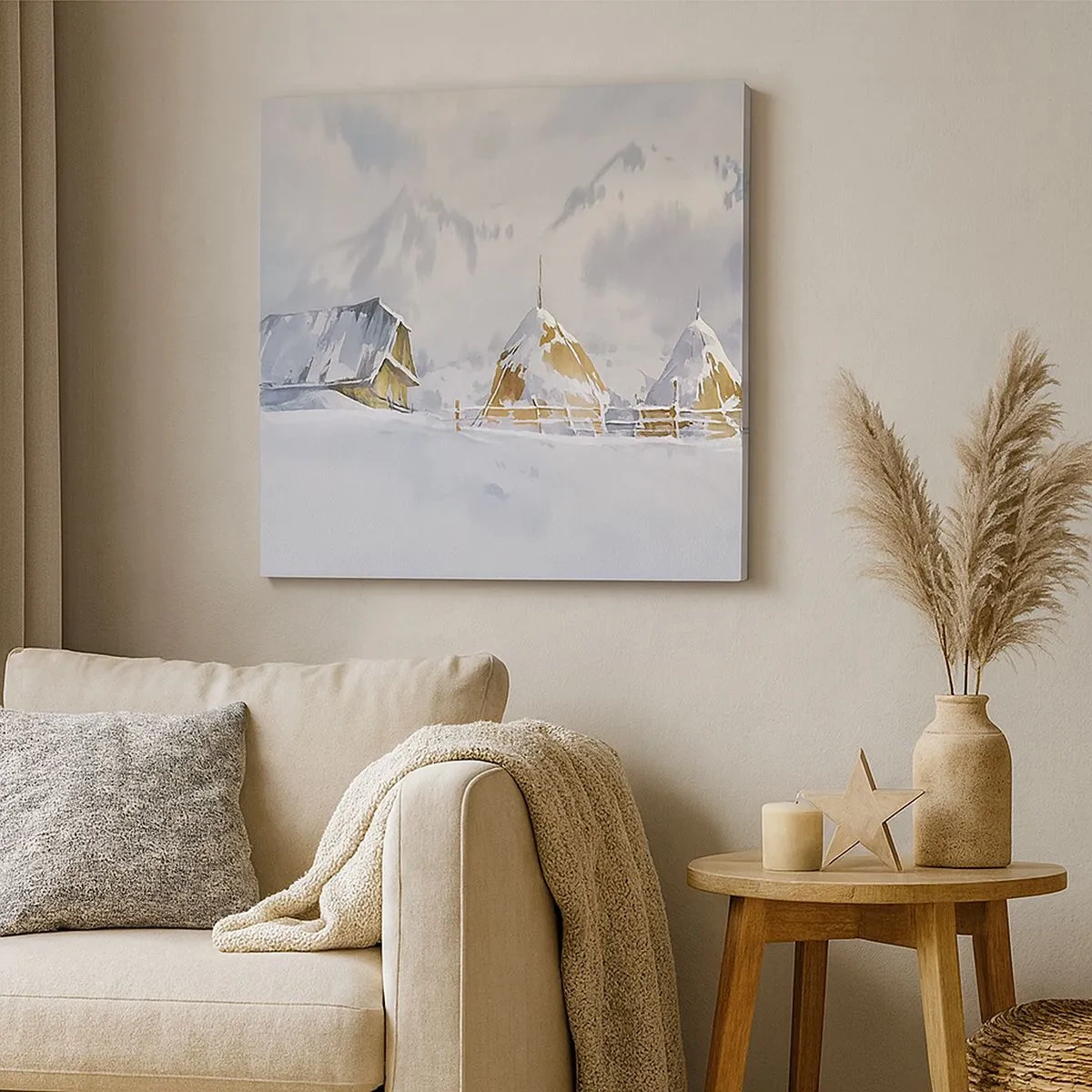 Tablou pe pânză - Într-o vale înzăpezită - 30x30 cm