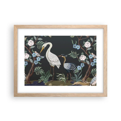 Poster în ramă de stejar deschis - Parada păsărilor - 40x30 cm