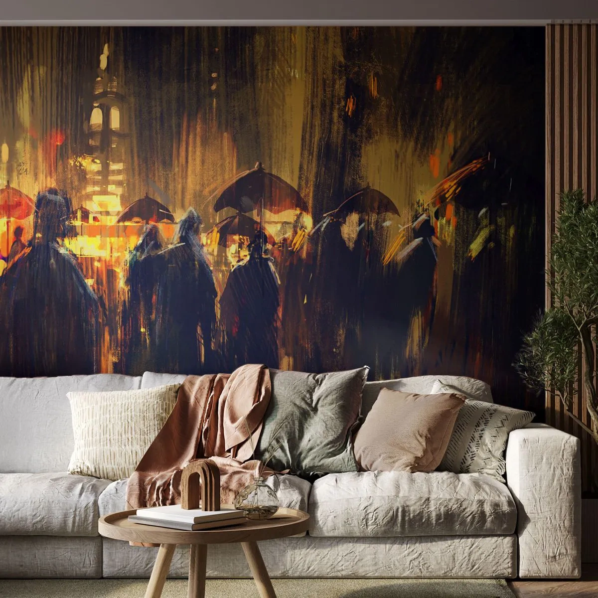 Tapet Standard Eco - Urmașii ploii - Oraș, oameni, Umbrelă - 400x280 cm