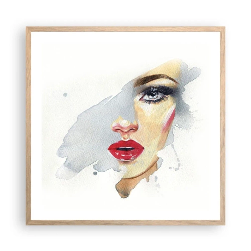 Poster în ramă de stejar deschis - Reflecție într-o picătură de apă - 60x60 cm