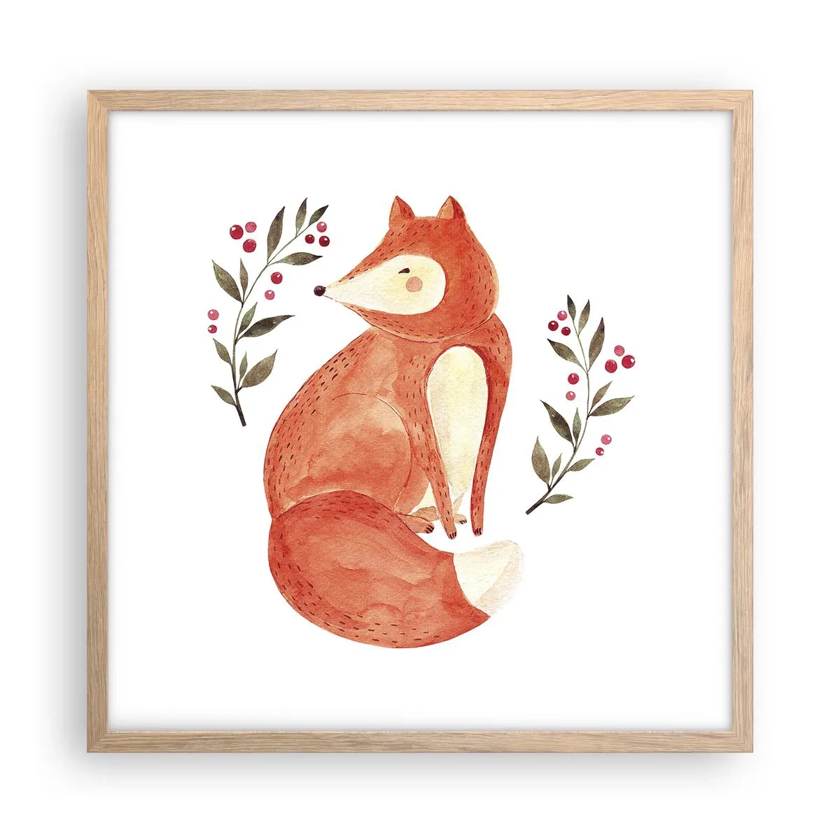 Poster în ramă de stejar deschis - Micuțul roșcat - 50x50 cm