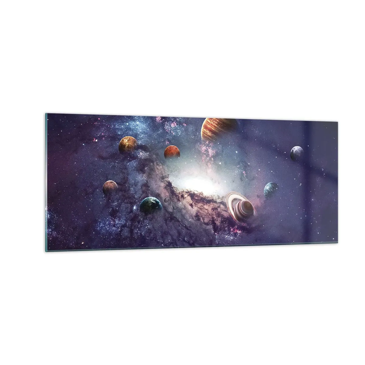 Tablou pe sticlă - Sistemul de dans solar - 100x40 cm