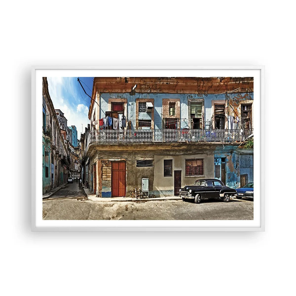 Poster în ramă albă - Sentimente cubaneze - 100x70 cm
