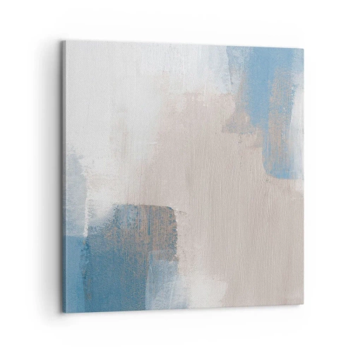 Tablou pe pânză - Abstracție roz în spatele unui voal de albastru - 60x60 cm