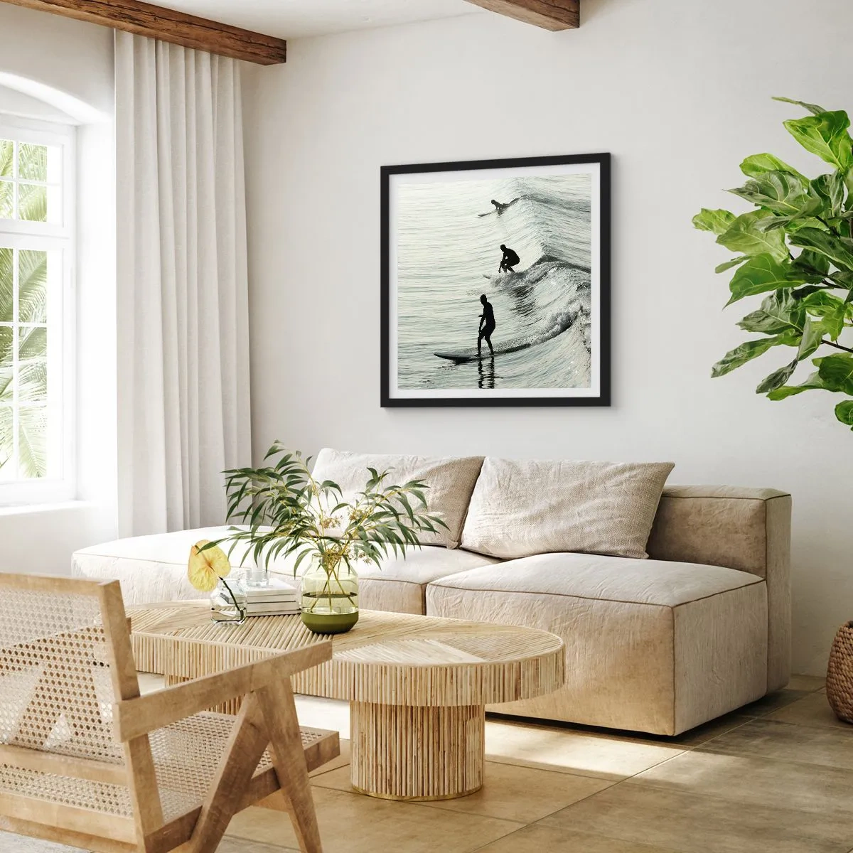 Poster în ramă neagră - Pentru a întâmpina valul - 50x50 cm