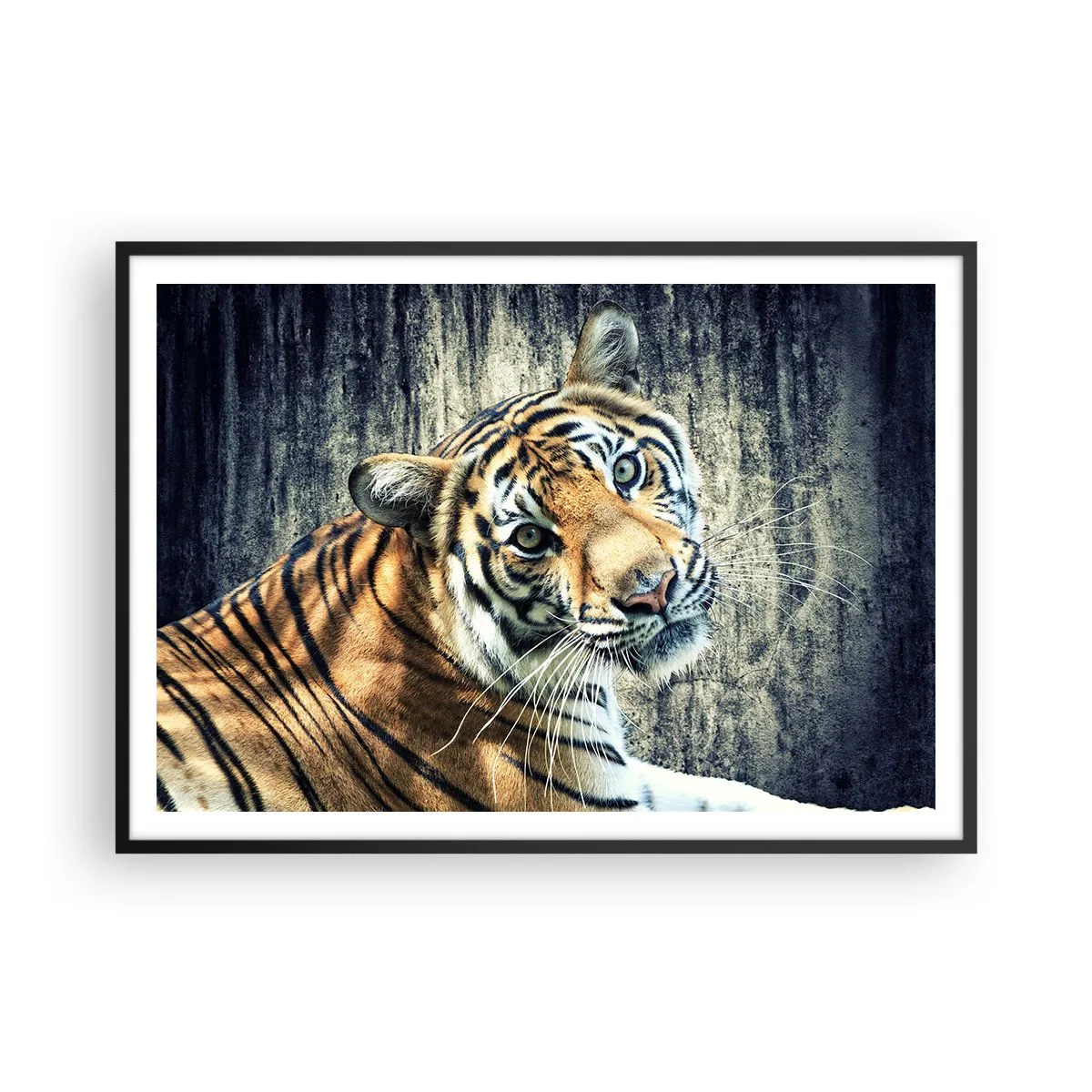 Poster în ramă neagră - Portret în fluxuri de lumină - 100x70 cm