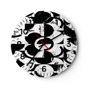 Ceas de perete - Ceas pe sticlă - Albul e alb și negrul e negru - 40x40 cm