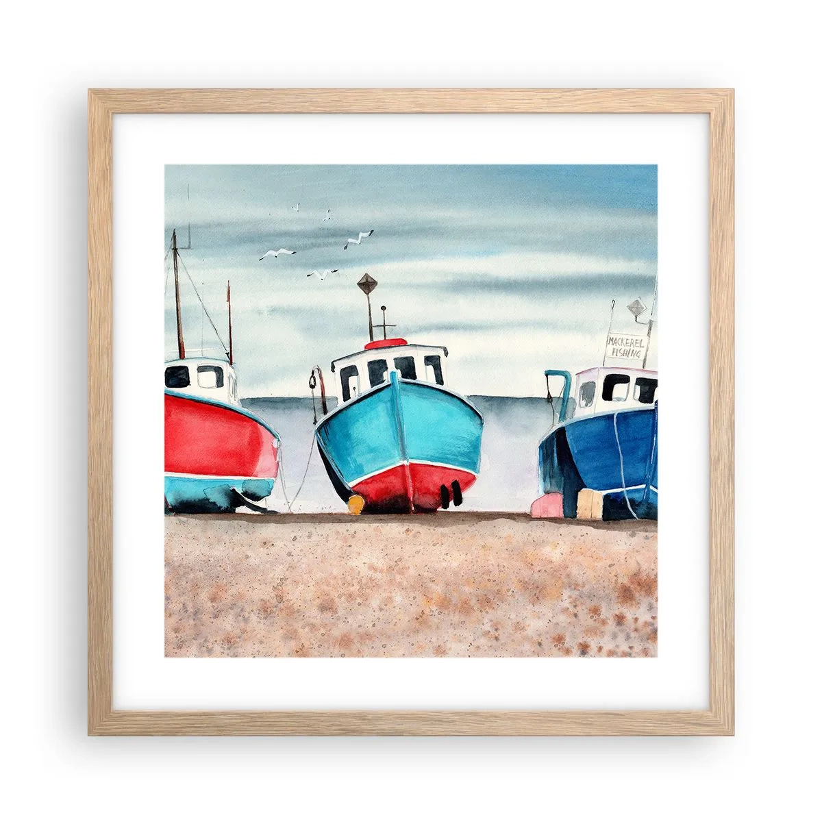 Poster în ramă de stejar deschis - Gata pentru pescuit - 40x40 cm