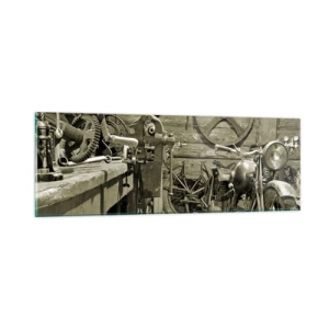 Tablou pe sticlă - În șopronul unchiului Vlad - 90x30 cm