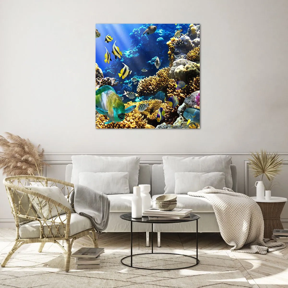 Tablou pe sticlă - Trafic intens pe traseul de vacanță - 60x60 cm