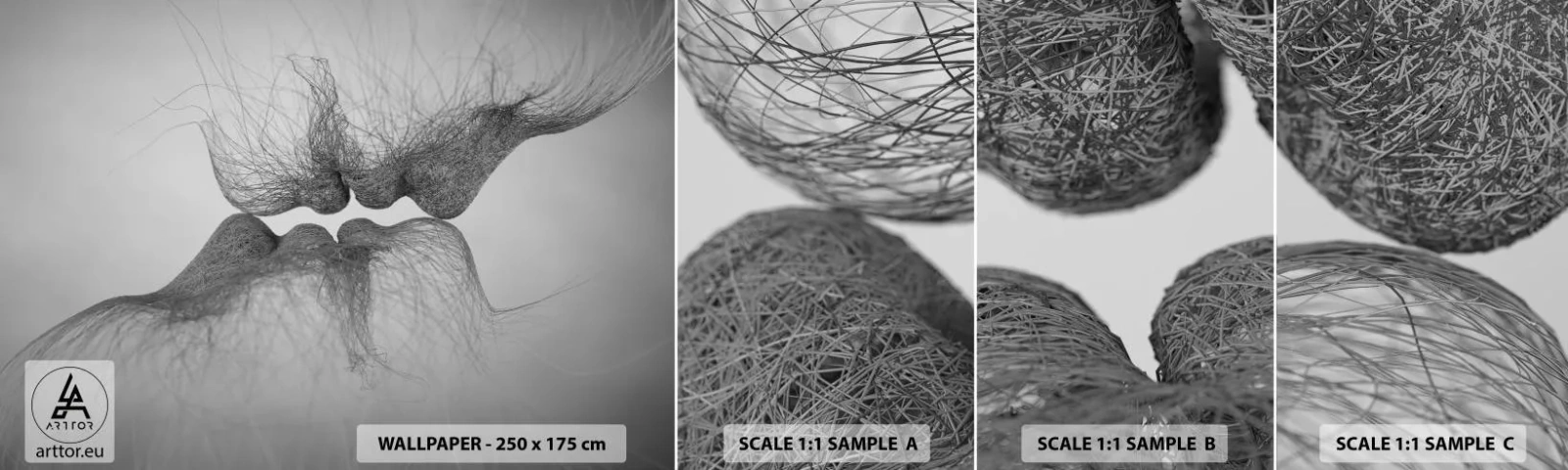 Mostră de Tapet Standard Eco - Sărutul vântului - Abstracția, Grafică, Dragoste - 100x30 cm