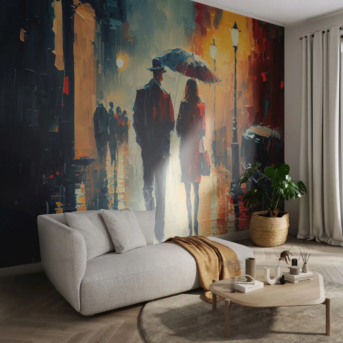 Fototapetă personalizată Premium Canvas - Poveste de dragoste urbană - Romantism, Cuplu, Peisaj