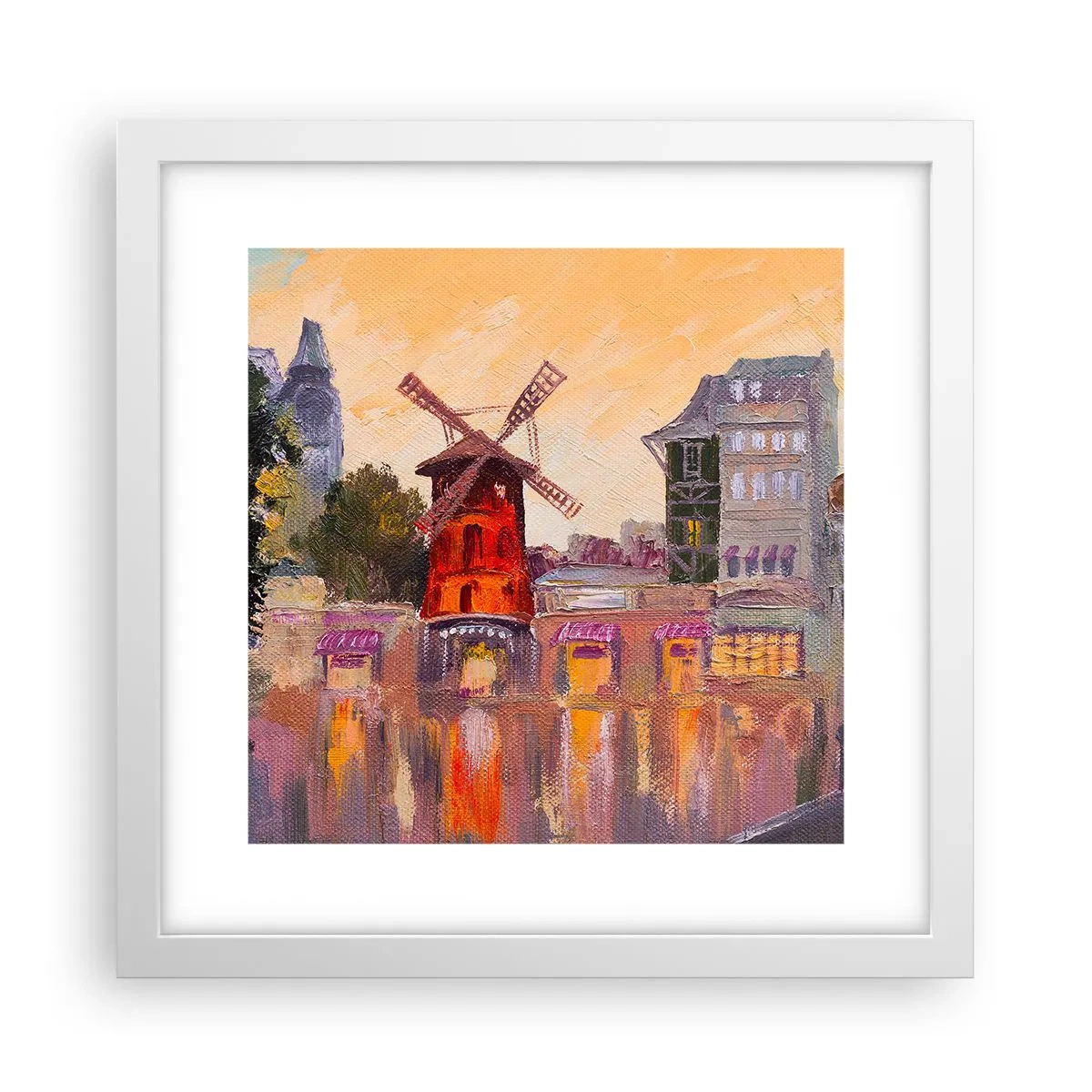 Poster în ramă albă - Icoane pariziene - Moulin Rouge - 30x30 cm