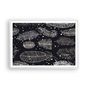 Poster în ramă albă - Dantelă cu pene - 100x70 cm
