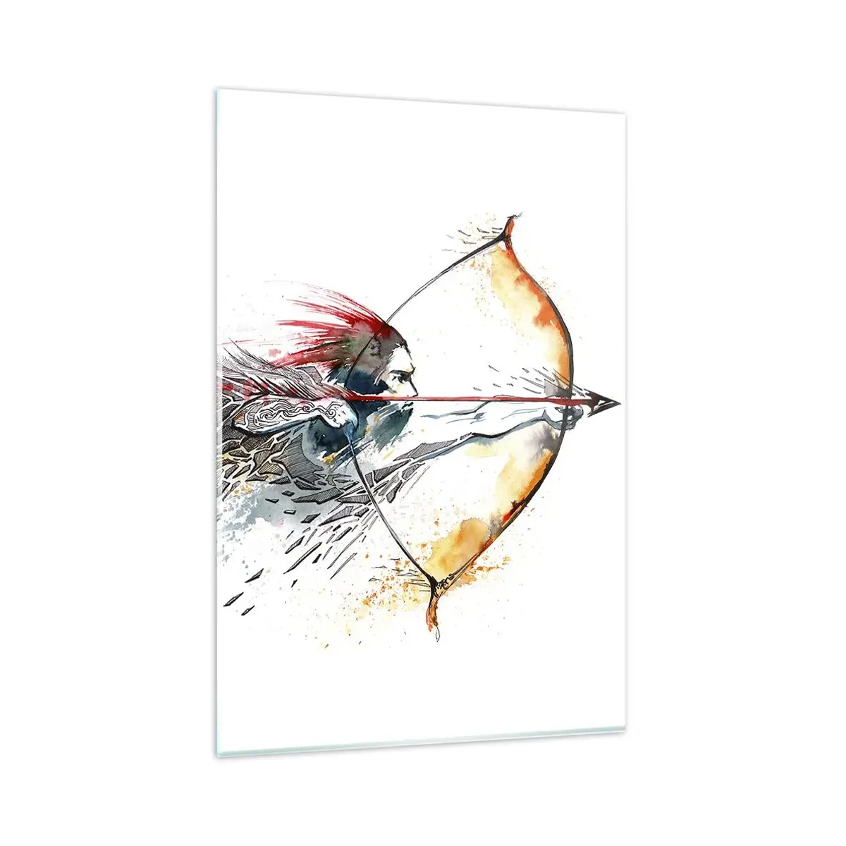 Tablou pe sticlă - Războinic mitic cu un arc de foc - 80x120 cm