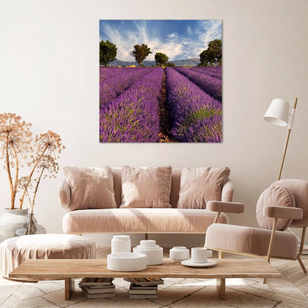 Tablou pe pânză - Câmpuri de lavandă - 60x60 cm